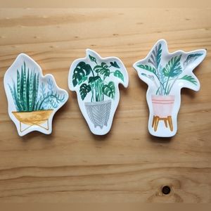Set of 3 Trinket Dishes with Houseplant/Potted Plant Art by Angela Staehling